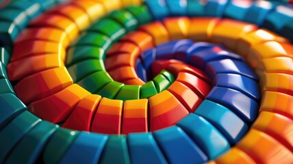 Obraz premium Colorful spiral puzzle design with vibrant blocks for creative thinking and brain teasers