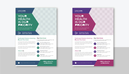 Healthcare and medical flyer or poster design layout