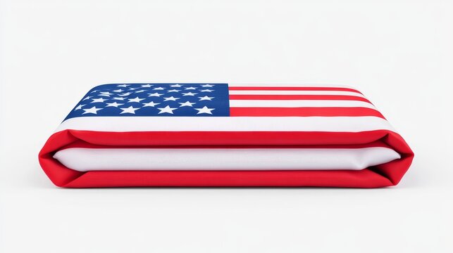 Folded American Flag Image - A neatly folded American flag, symbolizing patriotism, respect, honor, remembrance, and national pride.