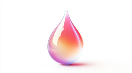 Obraz premium Colorful water droplet on a white background casts a mesmerizing reflection in soft natural light during morning hours. Generative AI