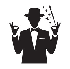 Magician pose silhouette vector illustration