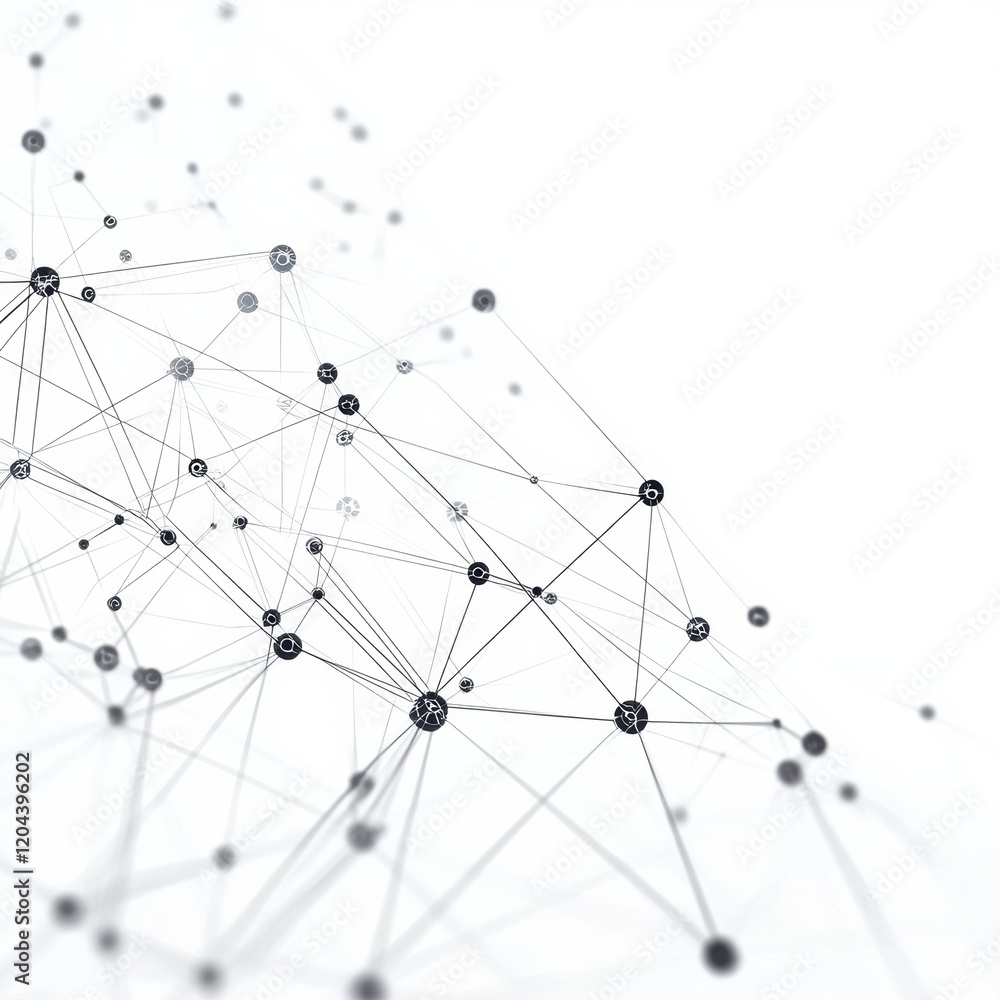 Poster Visual representation of interconnected nodes and lines illustrating complex data structures and relationships. Generative AI