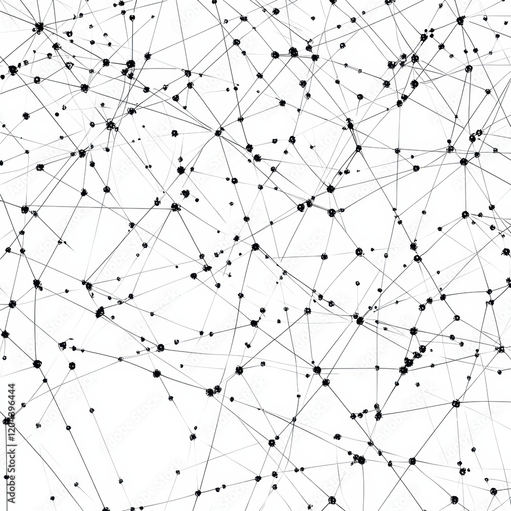 Leinwandbilder Abstract network illustration showcasing interconnected nodes and lines on a white background with dynamic patterns. Generative AI