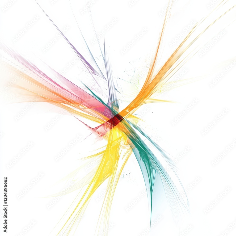 Aufkleber colorful abstract lines intersecting on a white background creating dynamic shapes. generative ai