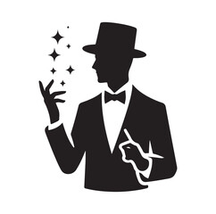 Magician pose silhouette vector illustration