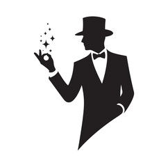 Magician pose silhouette vector illustration