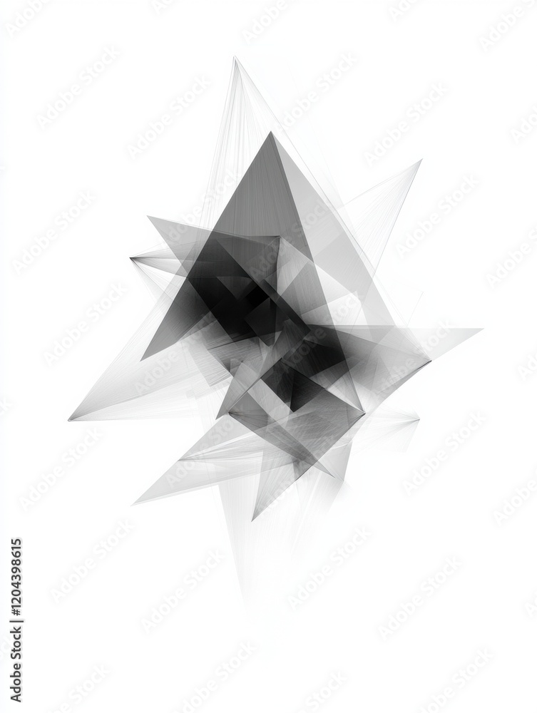Leinwandbilder Abstract geometric shapes with shades of black and gray creating a dynamic composition in a minimalist setting. Generative AI