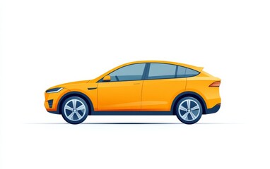 Obraz premium Yellow SUV showcased in a sleek and modern vector illustration, representing innovative automotive design, energy efficiency, and premium eco friendly vehicle aesthetics