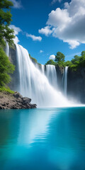 Fototapeta premium Majestic Waterfall: Serenity in Nature's Cascade 