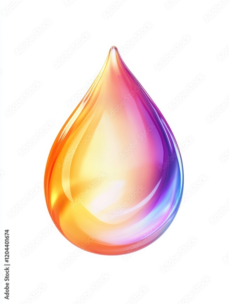 Poster Colorful droplet representing light reflection and gradient hues in a creative art display. Generative AI