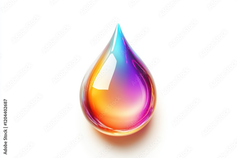 Aufkleber colorful water droplet reflecting vibrant hues on a plain background in a creative showcase of light