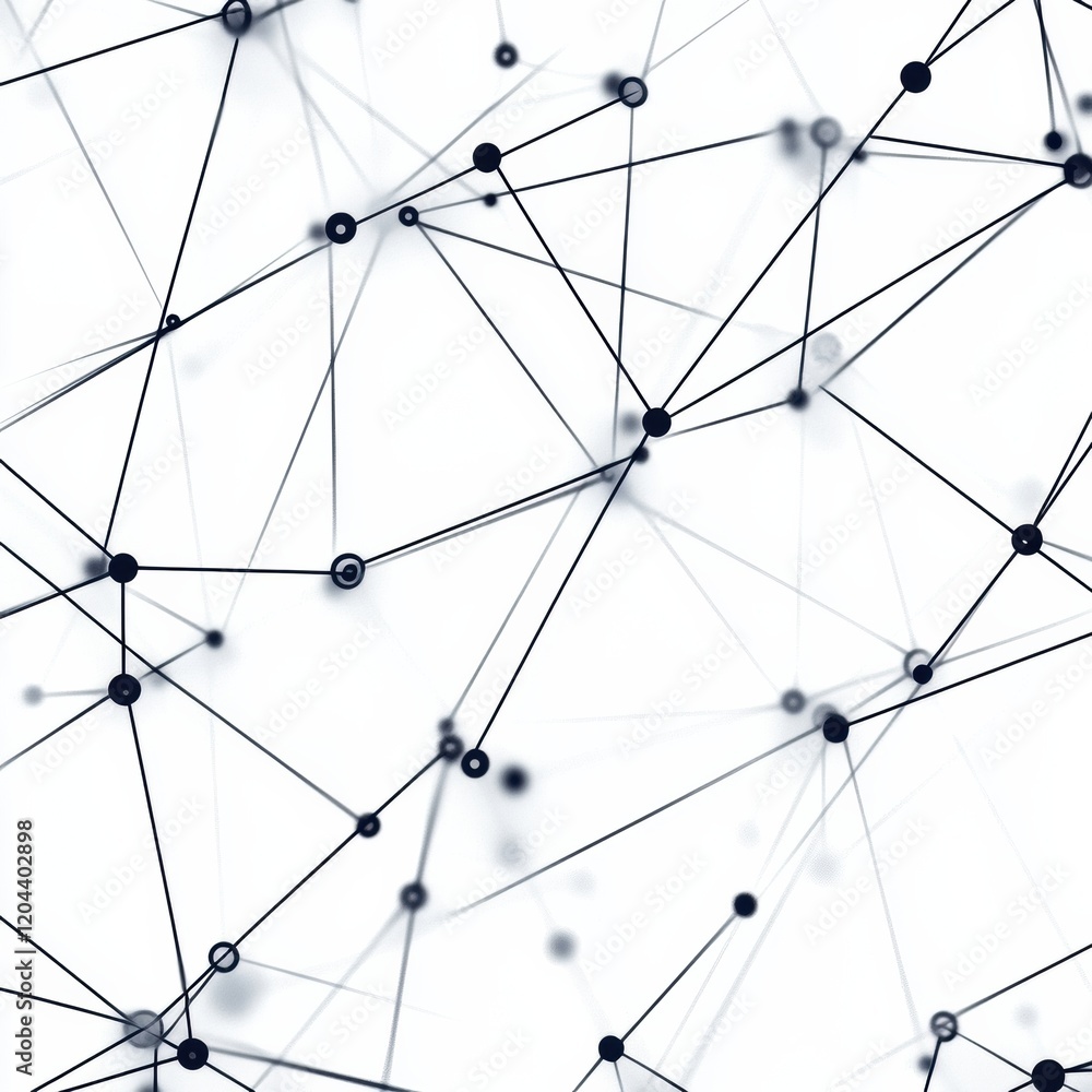 Poster Connecting lines and nodes illustrate complex network structure in abstract design. Generative AI
