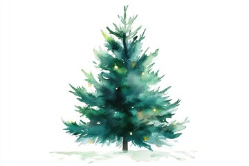 Obraz premium Festive watercolor tree design for holiday celebrations on light backdrop suited for seasonal marketing and greeting card projects
