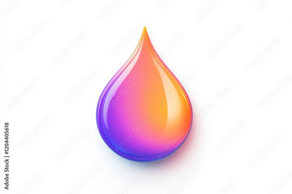 Poster colorful droplet with a gradient design showcasing shades of orange and purple against a simple whit