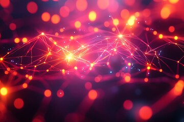 Abstract high-tech network design with glowing nodes and connecting lines
