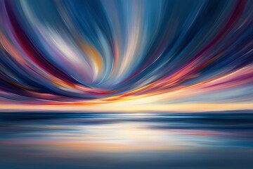 Fototapeta premium Abstract Seascape: Swirling Twilight Hues & Coastal Serenity
