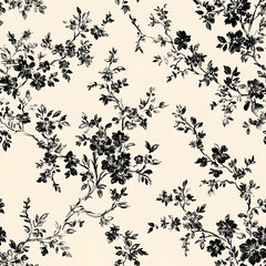 Black Chinoiserie Seamless Pattern Digital Paper – Elegant Oriental Design