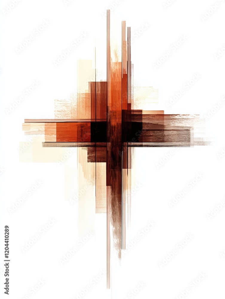Aufkleber Abstract art piece featuring geometric patterns and warm colors for modern decor. Generative AI