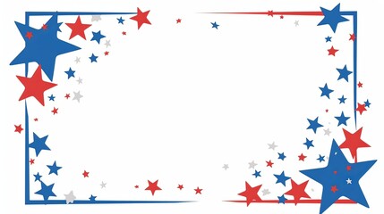 Obraz premium Red, White, and Blue Rectangular Frame with Stars in Pastel Colors