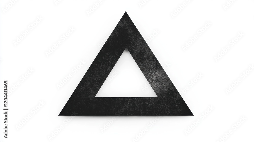 Poster black triangular shape with empty center on white background creates a striking visual contrast and 