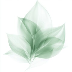 Obraz premium Soft green leaves blend together in a delicate display of natures beauty and tranquility in a light background. Generative AI