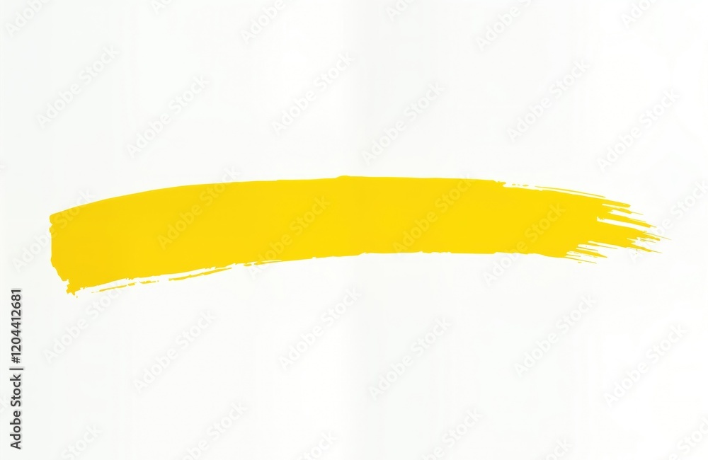 Poster Yellow marker stroke on transparent background. Simple graphic design element. Hand drawn artistic vibrant yellow line. Abstract art drawing. Suitable for design templates creative projects. Brush