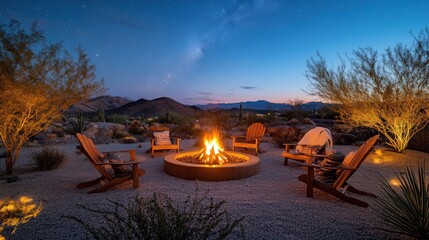 Desert Nightfire Peaceful Gathering Under Stars