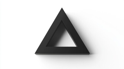 Unique black triangular shape with hollow center displayed against a white background creating a striking visual contrast. Generative AI