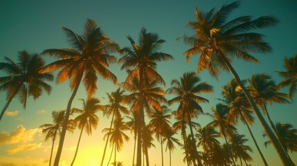 Serene palm trees under a soft pastel sky