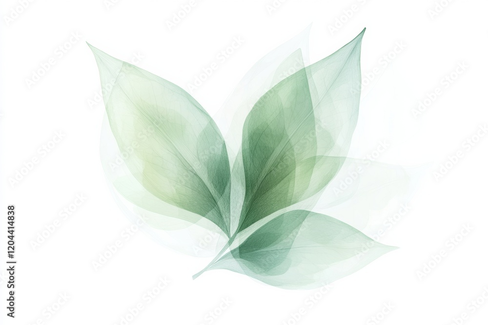 Leinwandbilder ethereal green leaves with soft hues creating a tranquil and calming aesthetic in a minimalist desig