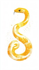 Fototapeta premium Golden Snake Art: A Vibrant Serpent Illustration | Minimalist Reptile Design