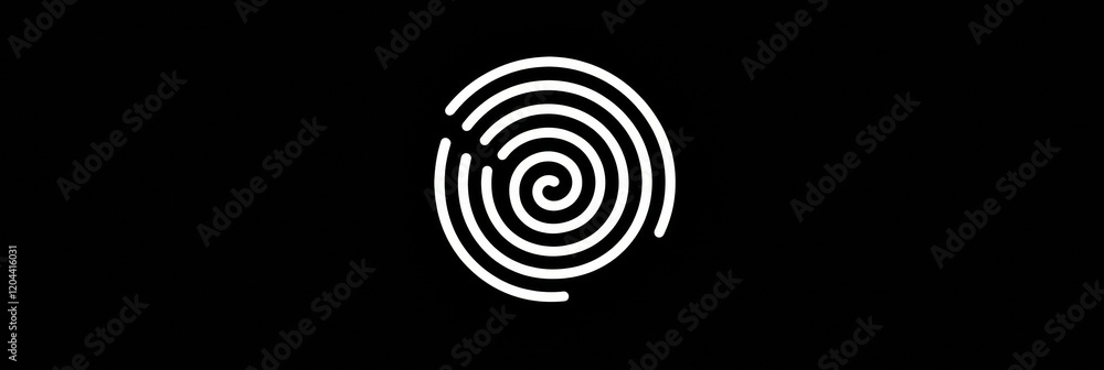 Poster Unique spiral pattern design in a minimalistic style on a black background showcasing artistic details. Generative AI