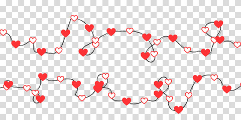 Love-Themed Decorations: Heart Garland Designs for Romantic Celebrations. Red Paper Hearts and Seamless Patterns for Valentine’s Day, Wedding Cards, Invitations, and Anniversary Digital Artwork