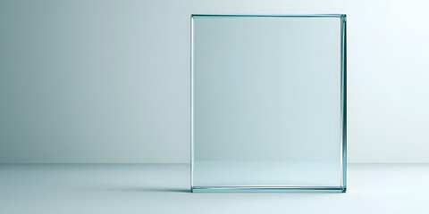 Clear glass block on a minimalist background.  Perfect for product displays or modern design concepts.