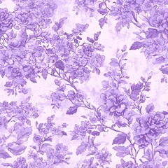 Purple Chinoiserie Seamless Pattern Digital Paper - Elegant Oriental Floral Design