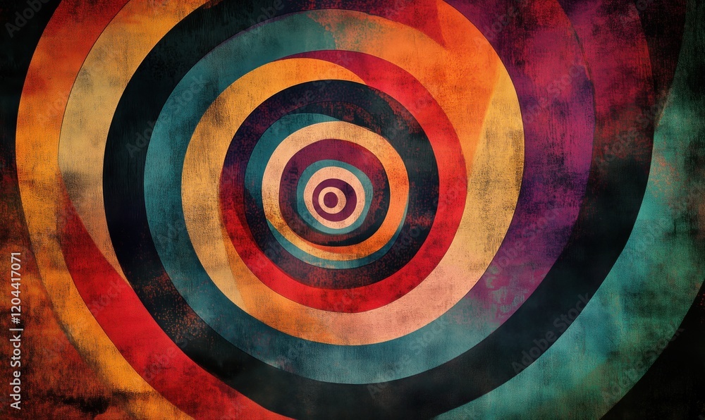 Poster colorful spiral pattern with vibrant circular design and textured background