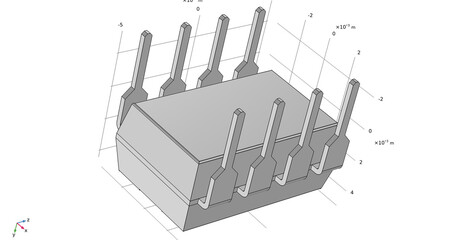 Computer 3d modeling of electronic component -
integrated micro circuit.
Engineering technical analysis,
investigation of pcb radio part
using technic cad computer aided design system.