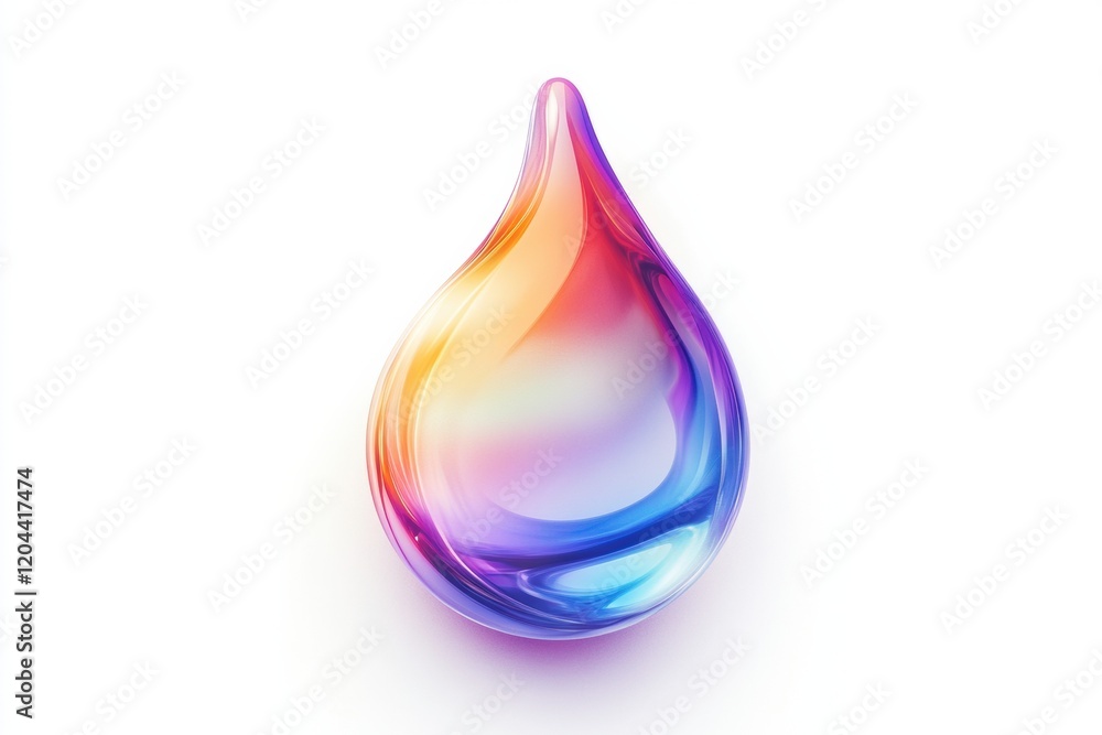 Poster Colorful droplet design with gradient shades reflecting light and creating a stunning visual effect. Generative AI