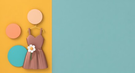 Minimalist dress artwork with abstract shapes in pastel colors