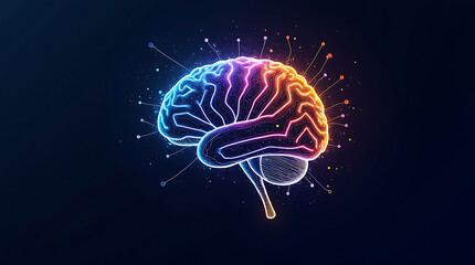 Fototapeta premium Stylized Digital Brain Illustration with Futuristic Neural Connections and Vibrant Circuit Patterns