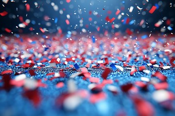 Fototapeta premium Red, white, and blue confetti bursting with patriotic spirit