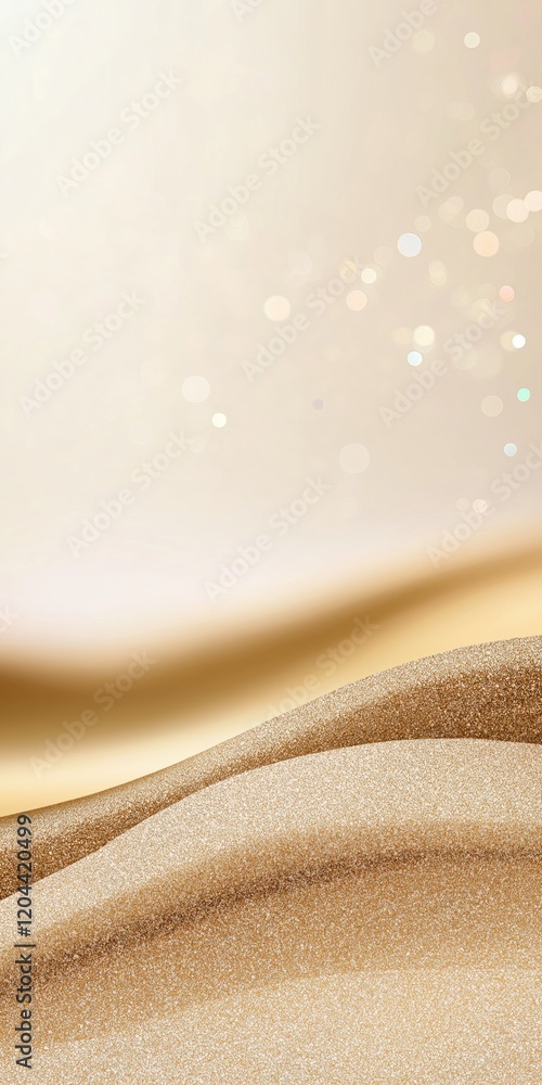 Poster a gold and white background with a gold and white fabric on top. the fabric is folded and has a wave