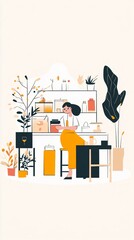 Woman working in her cozy home office surrounded by plants and handmade goods. #smallbusiness #workfromhome #creativeworkspace