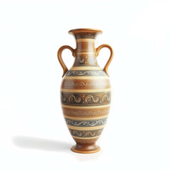 A slender Phoenician amphora with intricate engravings and twin loop handles. Generative AI