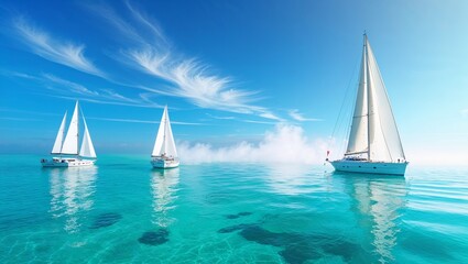 Fototapeta premium A serene and vibrant ocean scene showcasing clear blue waters gentle waves and a beautiful sunset sky