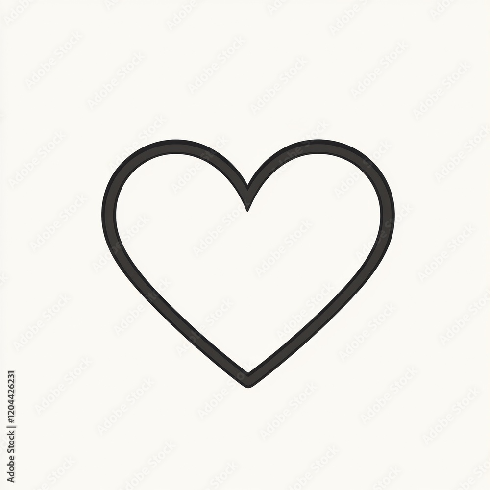 Aufkleber simple black outline heart on beige background representing love and affection in minimalist design.