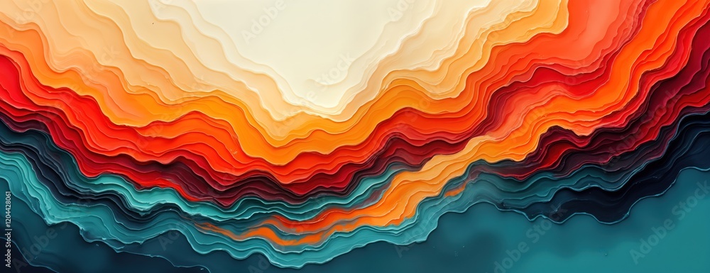 Leinwandbilder abstract painting with vibrant colorful layers. modern design. fluid paint textures create wavy patt