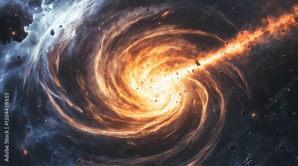 Wall mural a cosmic storm with swirling particles of gas and dust creating a tempestuous display of galactic tu