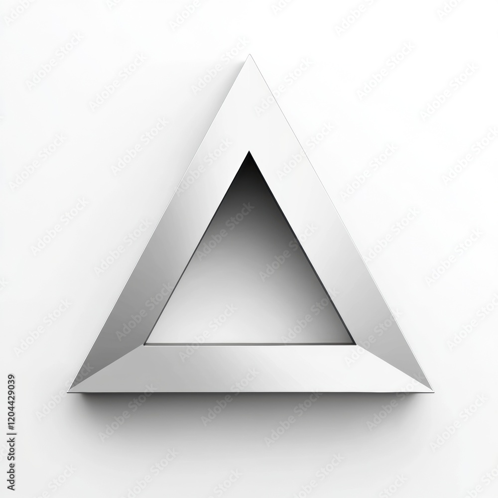 Leinwandbilder geometric silver triangle sculpture on a white background showcasing modern design principles and mi