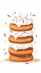 Stack of Colorful Donuts with Sprinkles - A Sweet and Delicious Treat
